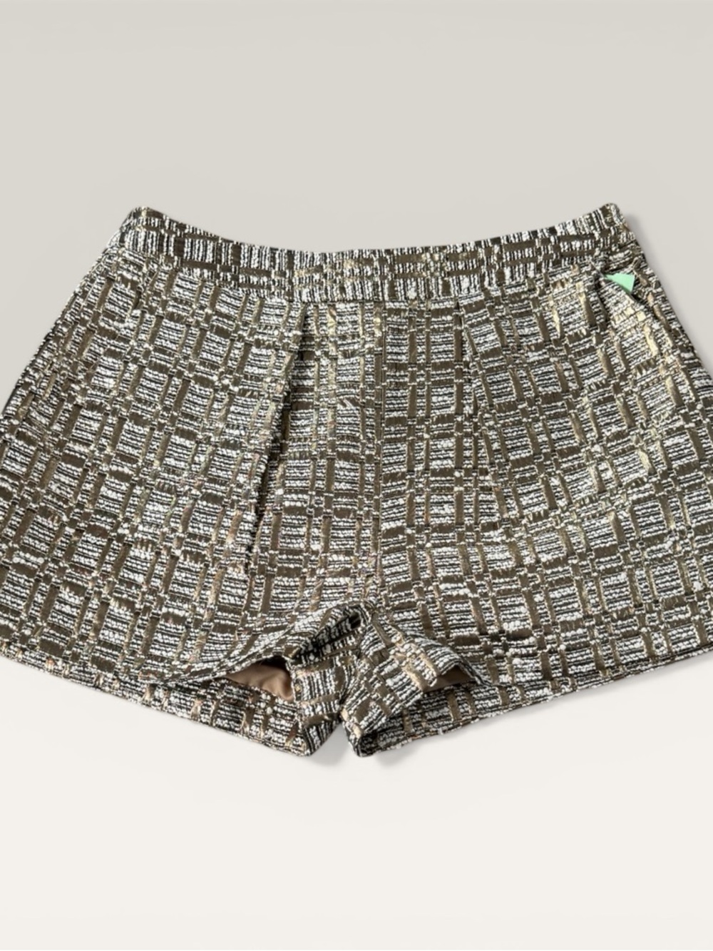 Ark & Co Brown Textured High-Waist Plaid Shorts